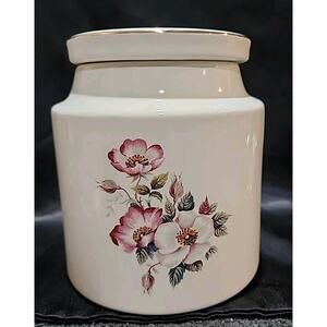 Vntg House of Webster Briar Rose ceramic canister with lid 6" Tall